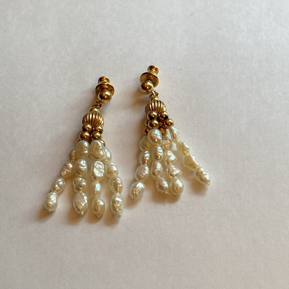 14K Mikimoto Pearl chandelier earrings - Picture 11 of 11